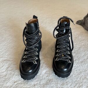 Grenson Nanette Leather & Suede Hiking Boots-US size 8.5